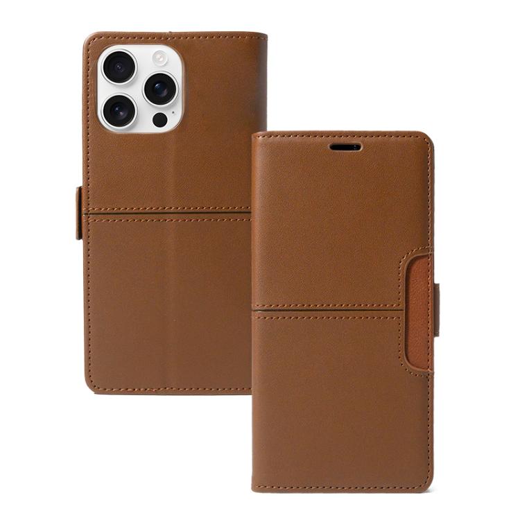 

For iPhone 16 Pro Magnetic Buckle Card Slot Leather Phone Case(Brown)