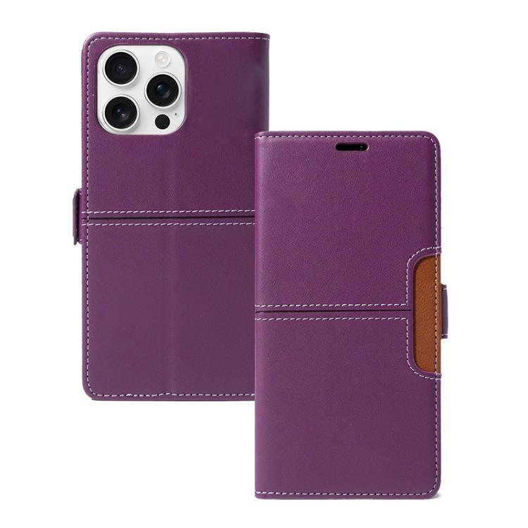 

For iPhone 16 Pro Max Magnetic Buckle Card Slot Leather Phone Case(Purple)