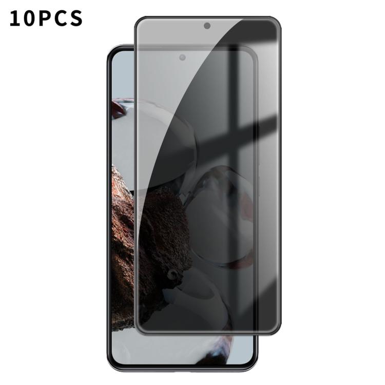

For Xiaomi 12T 10pcs Kalebol High-Aluminum Screen-Printed Full-Coverage Black-Border Privacy Tempered Glass Film