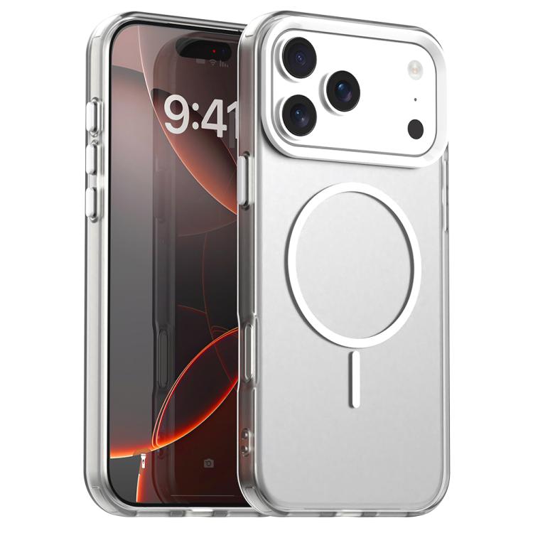 

For iPhone 17 Pro Max Candy Fine Circle Magsafe PC Hybrid TPU Phone Case(White)