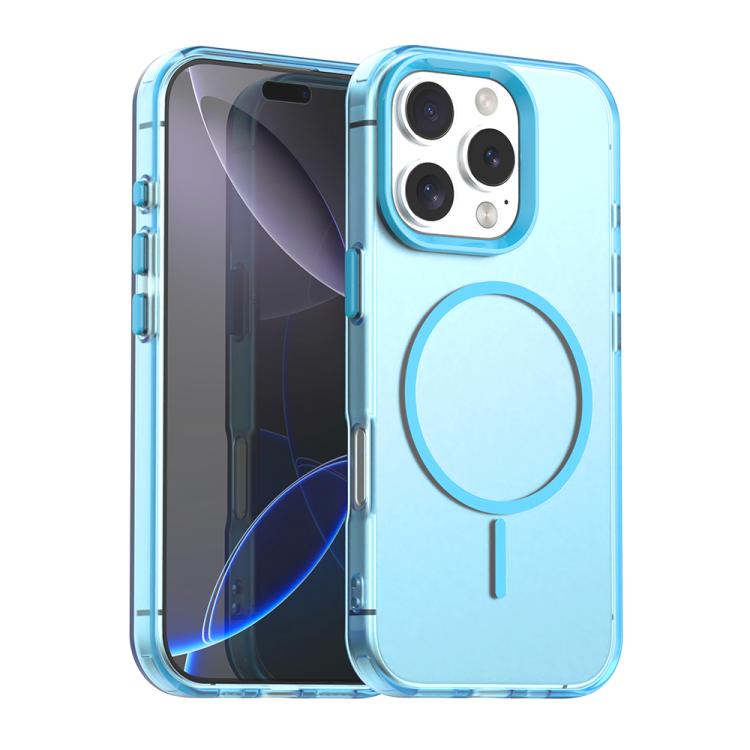 

For iPhone 16 Pro Max Candy Fine Circle Magsafe PC Hybrid TPU Phone Case(Blue)