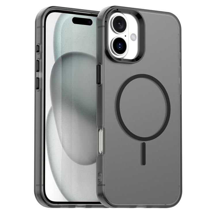 

For iPhone 16 Plus Candy Fine Circle Magsafe PC Hybrid TPU Phone Case(Black)