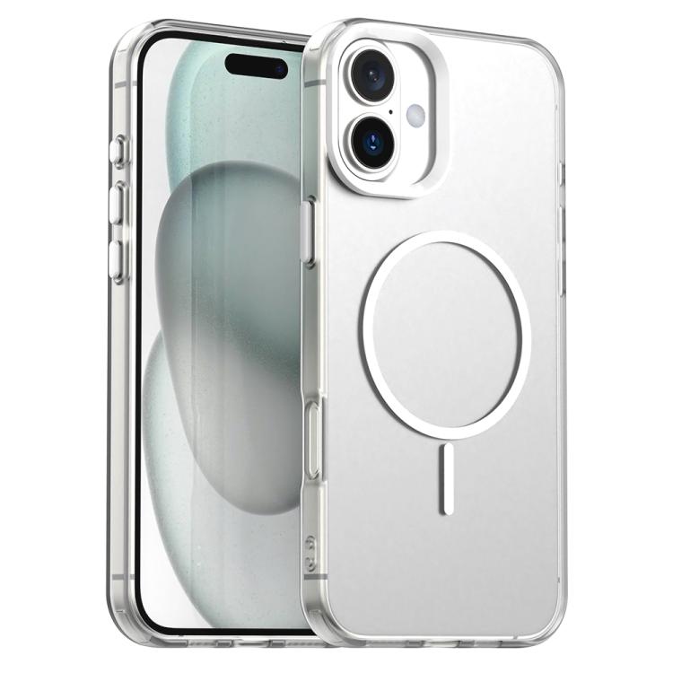 

For iPhone 16 Candy Fine Circle Magsafe PC Hybrid TPU Phone Case(White)