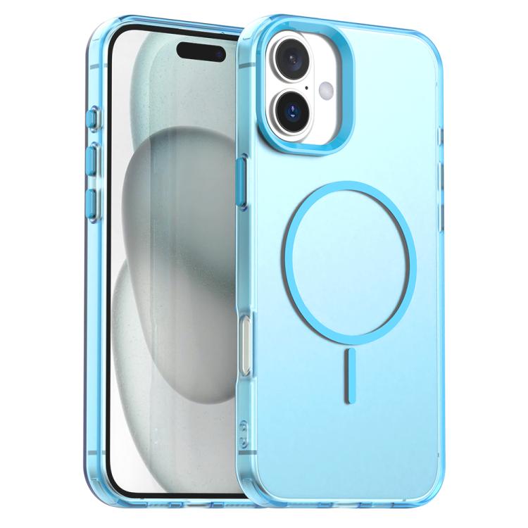 

For iPhone 16 Candy Fine Circle Magsafe PC Hybrid TPU Phone Case(Blue)