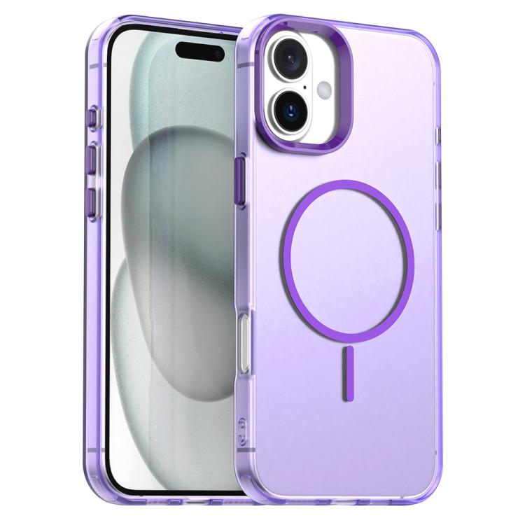 

For iPhone 16 Candy Fine Circle Magsafe PC Hybrid TPU Phone Case(Purple)