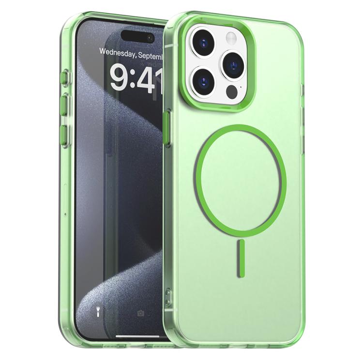 

For iPhone 15 Pro Max Candy Fine Circle Magsafe PC Hybrid TPU Phone Case(Green)