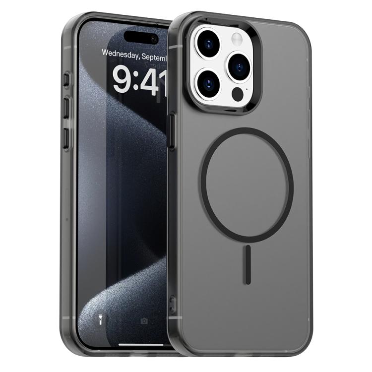 

For iPhone 15 Pro Candy Fine Circle Magsafe PC Hybrid TPU Phone Case(Black)