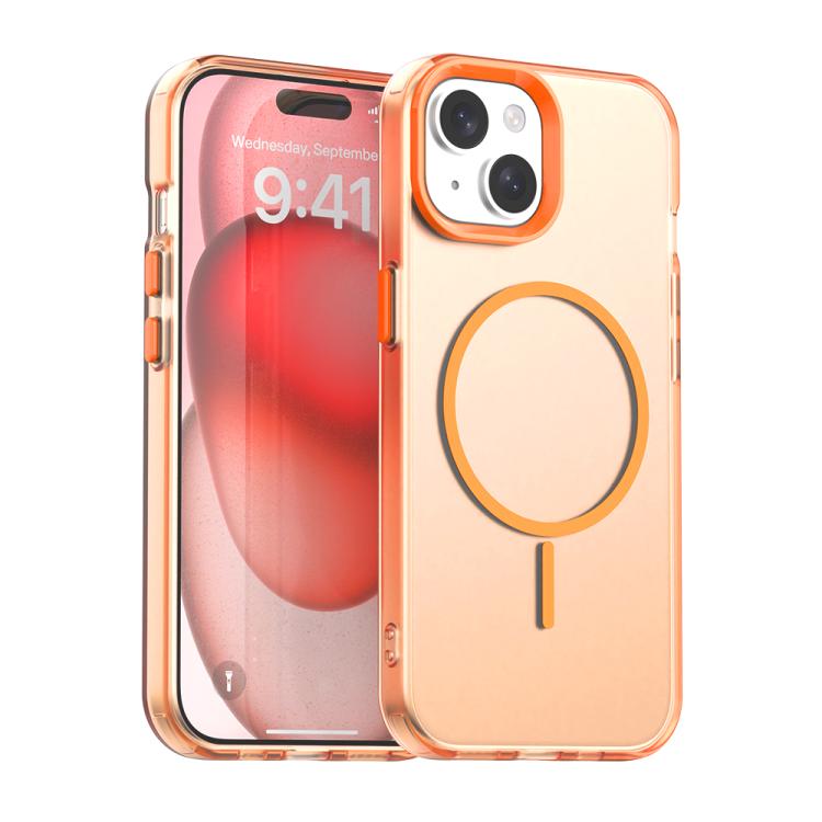 

For iPhone 15 Plus Candy Fine Circle Magsafe PC Hybrid TPU Phone Case(Orange)