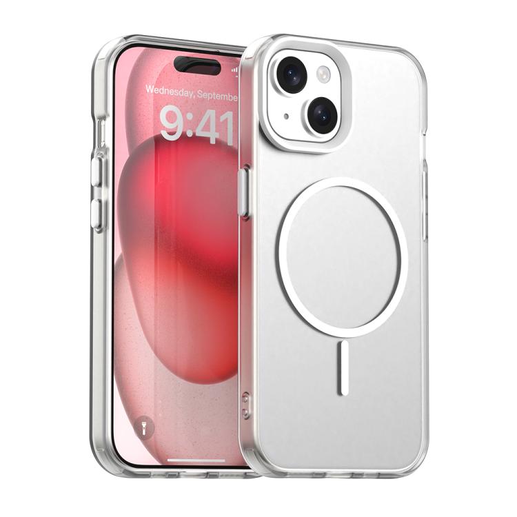 

For iPhone 15 Candy Fine Circle Magsafe PC Hybrid TPU Phone Case(White)