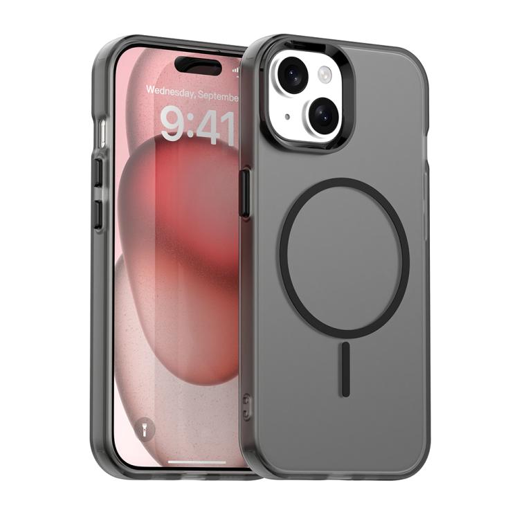 

For iPhone 15 Candy Fine Circle Magsafe PC Hybrid TPU Phone Case(Black)