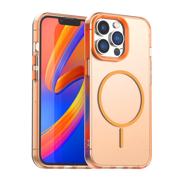 

For iPhone 12 Pro Max Candy Fine Circle Magsafe PC Hybrid TPU Phone Case(Orange)