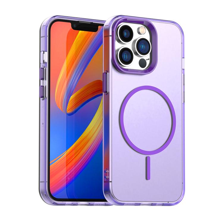 

For iPhone 12 Pro Max Candy Fine Circle Magsafe PC Hybrid TPU Phone Case(Purple)