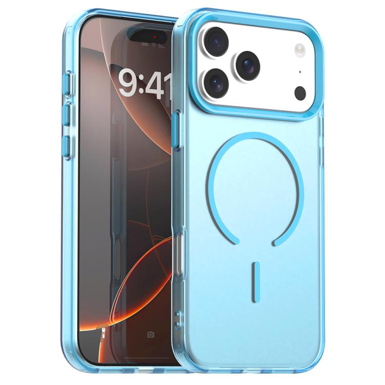 

For iPhone 17 Pro C-type Candy Fine Circle Magsafe PC Hybrid TPU Phone Case(Blue)