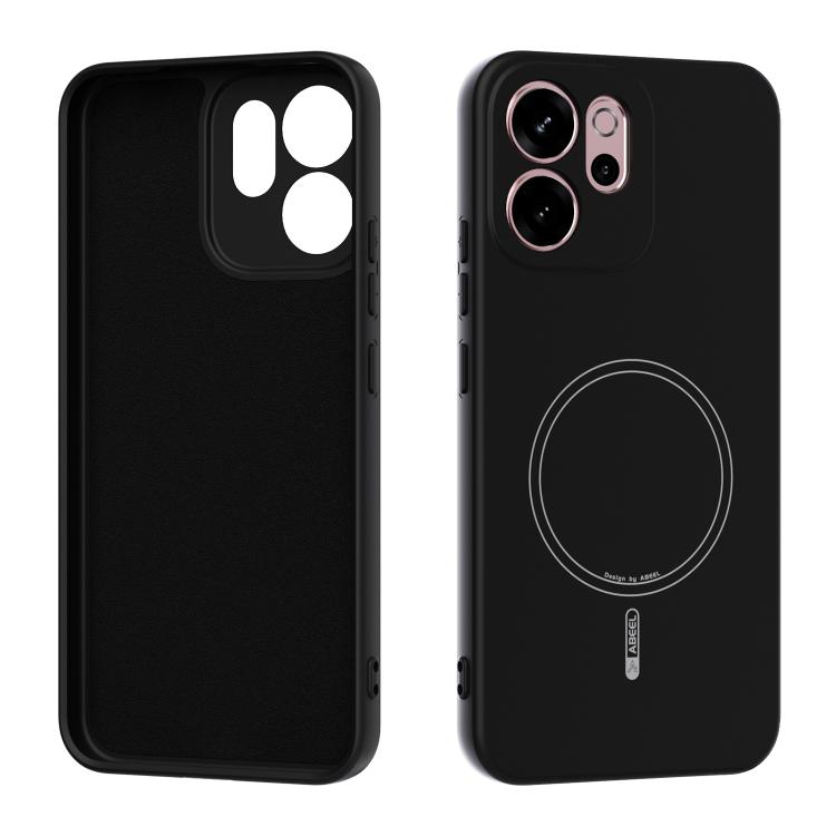 

For OPPO Reno14 F 5G ABEEL Skin-friendly Feel Magsafe Liquid Silicone Phone Case(Black)