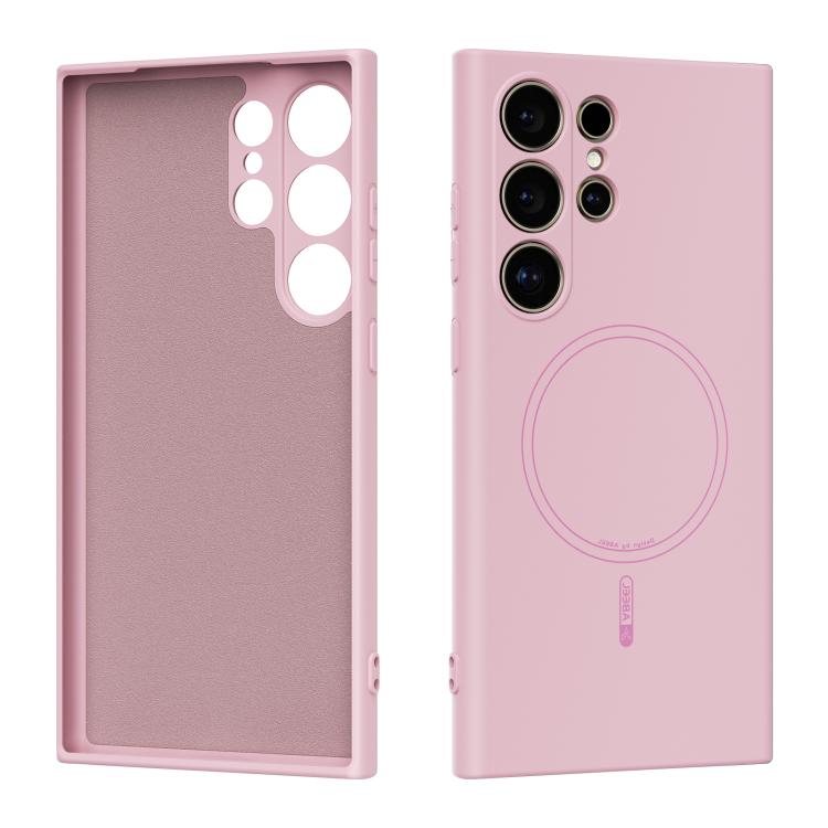 

For Samsung Galaxy S24 Ultra 5G ABEEL Skin-friendly Feel Magsafe Liquid Silicone Phone Case(Pink)