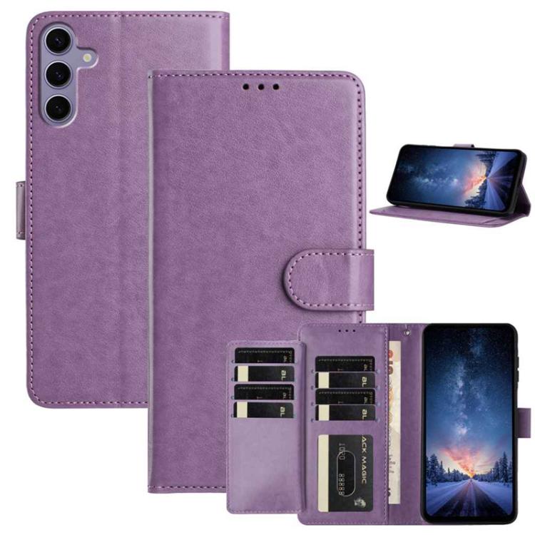

For Samsung Galaxy S24 FE 5G Lambskin 8-card Slot Leather Phone Case(Purple)