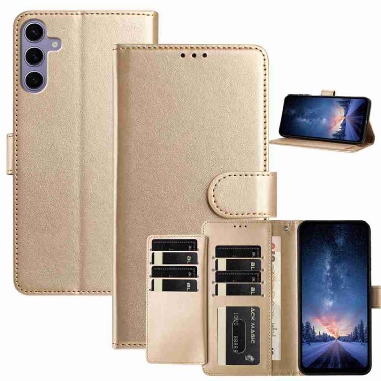 

For Samsung Galaxy S24+ 5G Lambskin 8-card Slot Leather Phone Case(Gold)