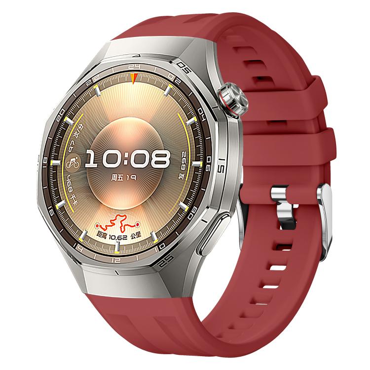 

For Huawei Watch GT 6 Pro Silver Steel Buckle Solid Color Silicone Watch Band(Red)