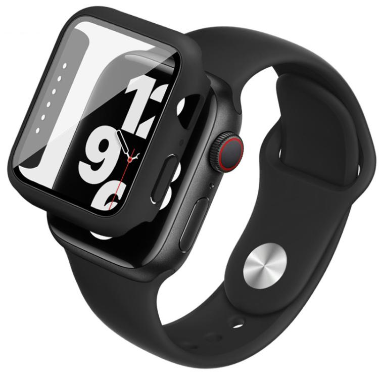 

For Apple Watch SE 1/2/3/Series 4/5/6 44mm imak Integrated Case and Film with Silicone Strap(Black)