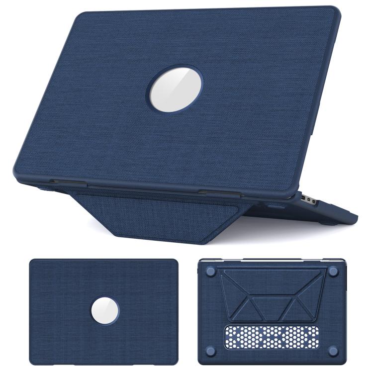 

For MacBook Air 13.6 inch A3113 / A3240 Fabric Texture Pro Magnetic Holder Laptop Protective Case(Navy Blue)