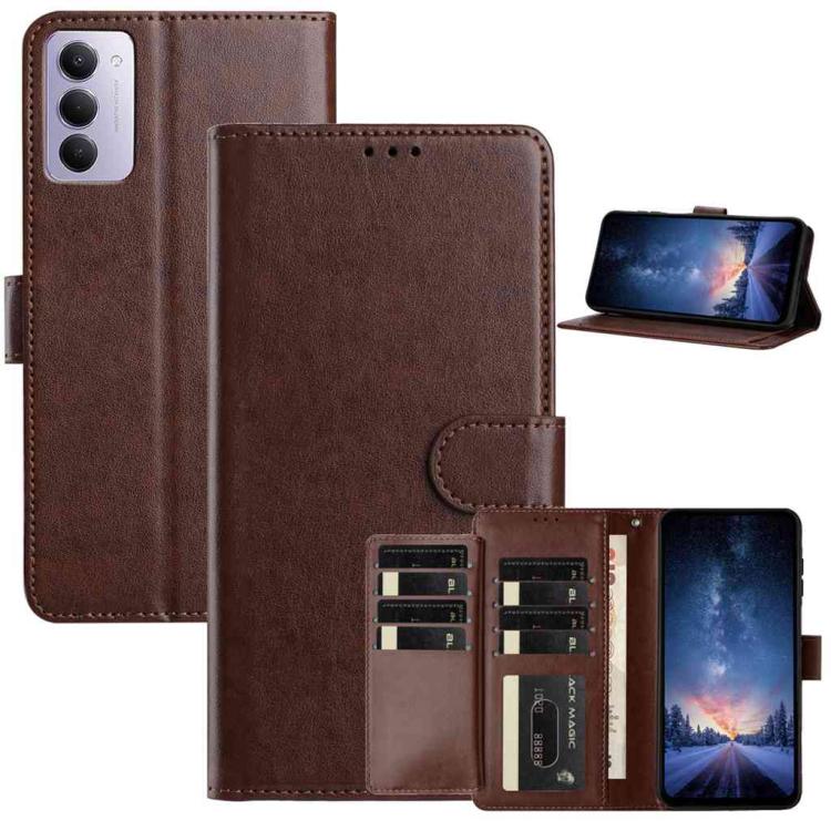 

For Redmi 15 5G / 4G EU 171mm Lambskin 8-card Slot Leather Phone Case(Brown)