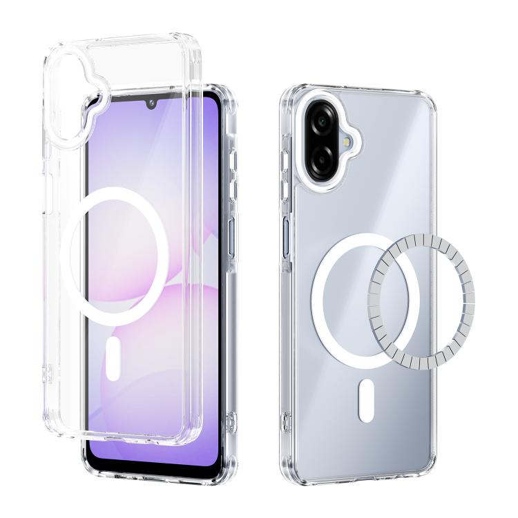 

For Samsung Galaxy A07 4G ABEEL MagSafe Magnetic Color Ring Anti-scratch Transparent Phone Case(White)