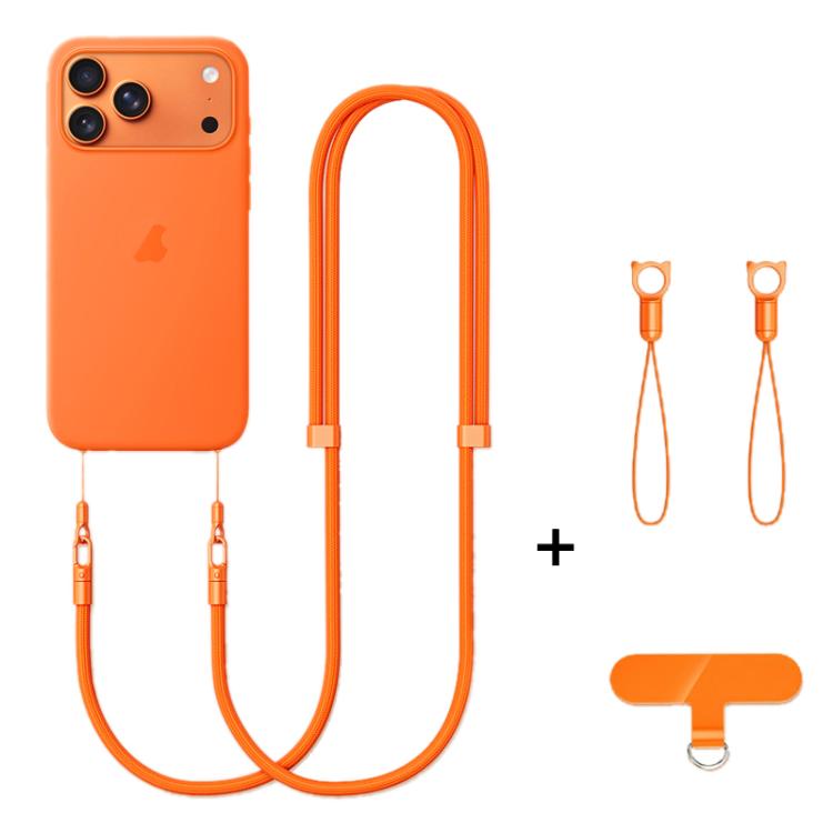 XDCASE 7mm Polyester Rope Double Buckle Adjustable Crossbody Mobile Phone Lanyard(Orange)