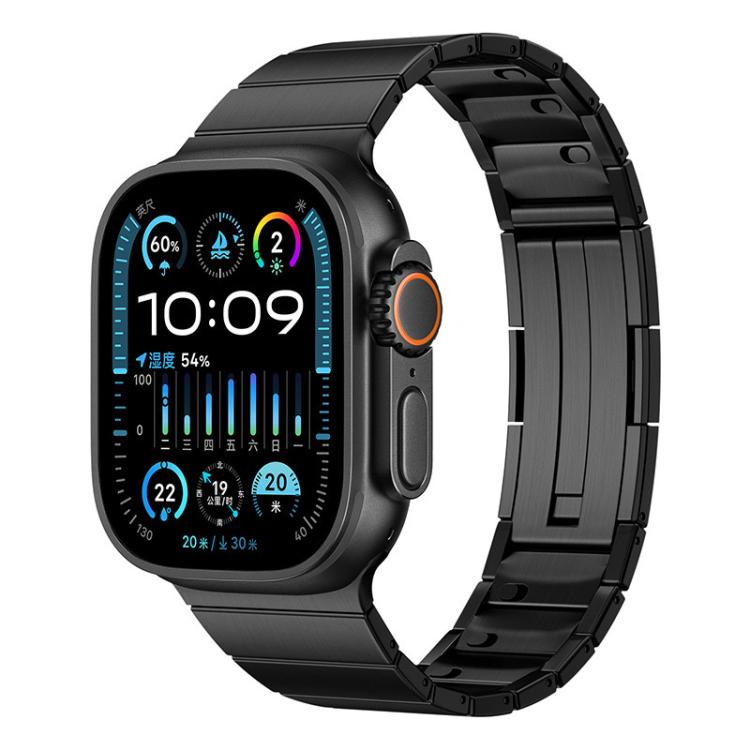 

For Apple Watch 46mm / 49mm / 45mm / 44mm Single Bead Quick Release Stainless Steel Watch Band(Black)