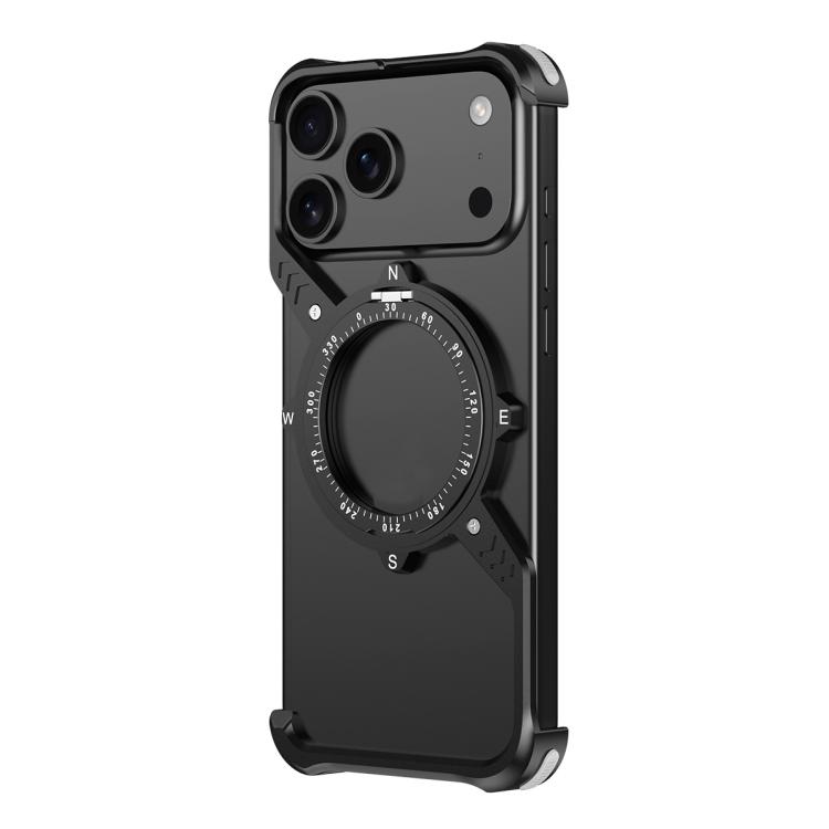 

For iPhone 17 Pro Max S Shaped 360 Holder Airbag Frameless MagSafe Metal Phone Case(Black)
