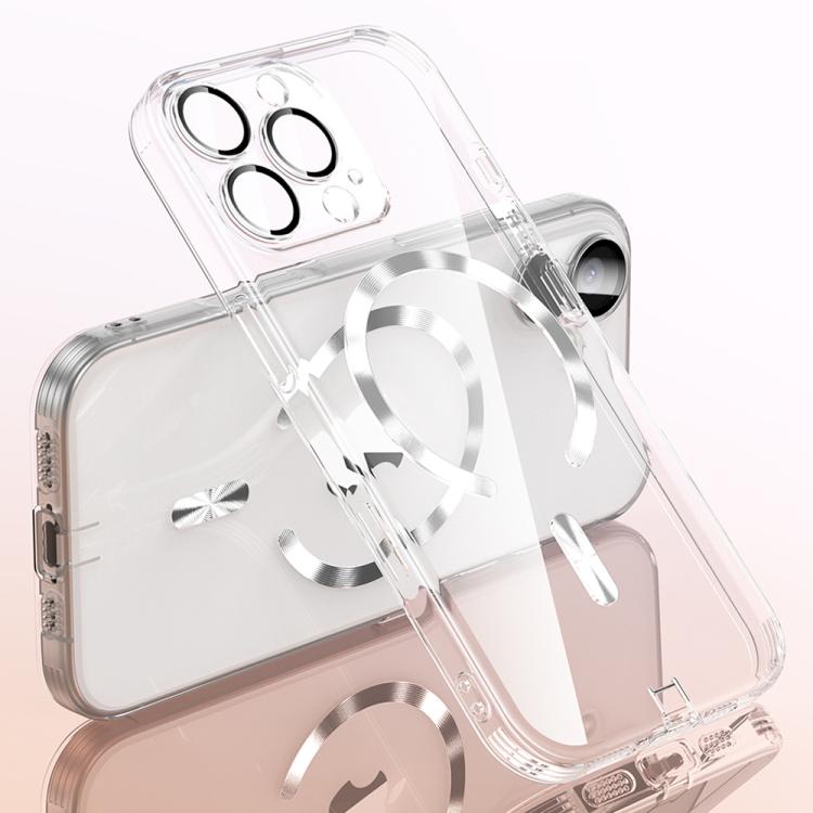 

For iPhone 16 Pro Plating Paint TPU MagSafe Phone Case with Dust Plug & Lens Film(Transparent)