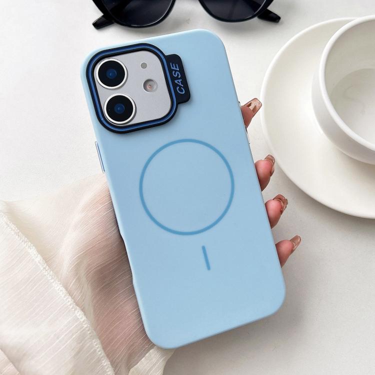 

For iPhone 11 Large Hole Solid Color Frame CESA Fine Ring Magsafe Phone Case(Blue)