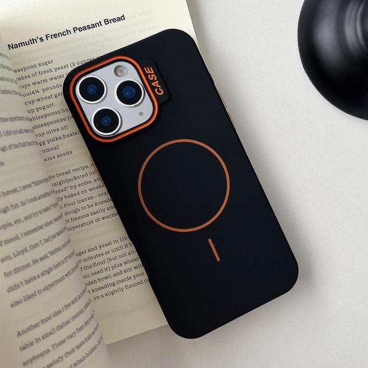 

For iPhone 11 Pro Max Large Hole Solid Color Frame CESA Fine Ring Magsafe Phone Case(Black)