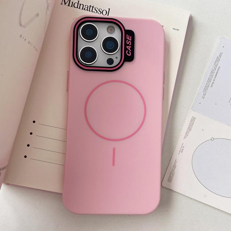 

For iPhone 15 Pro Large Hole Solid Color Frame CESA Fine Ring Magsafe Phone Case(Pink)