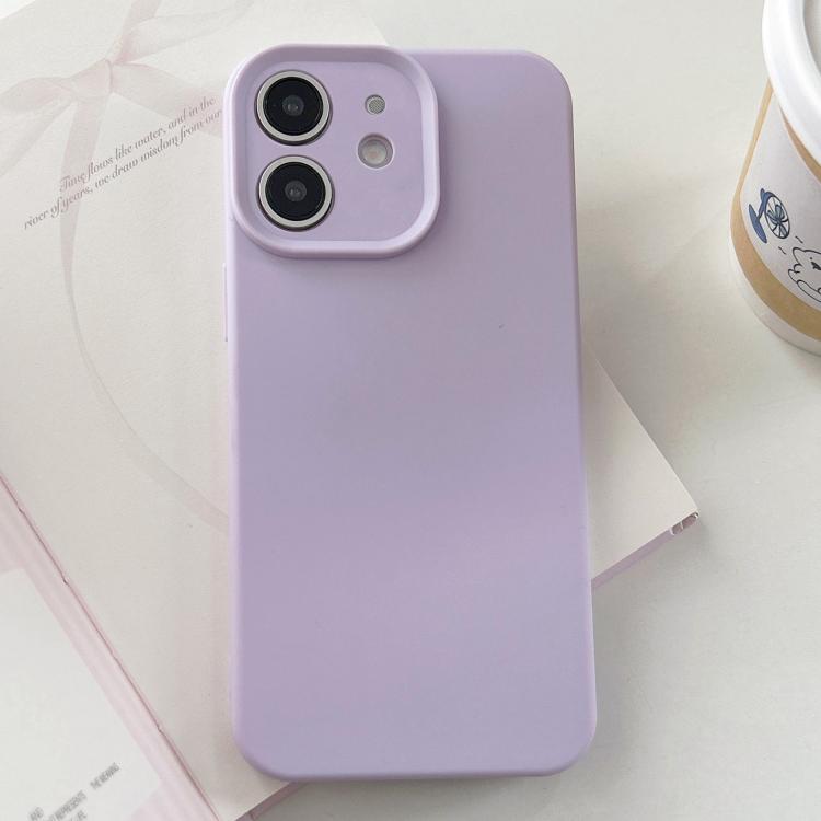 

For iPhone 12 Precision Hole Camera Frame Solid Color Phone Case(Purple)