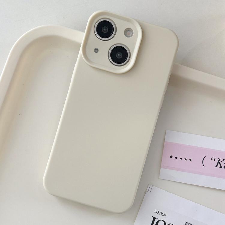 

For iPhone 14 Plus Precision Hole Camera Frame Solid Color Phone Case(White)