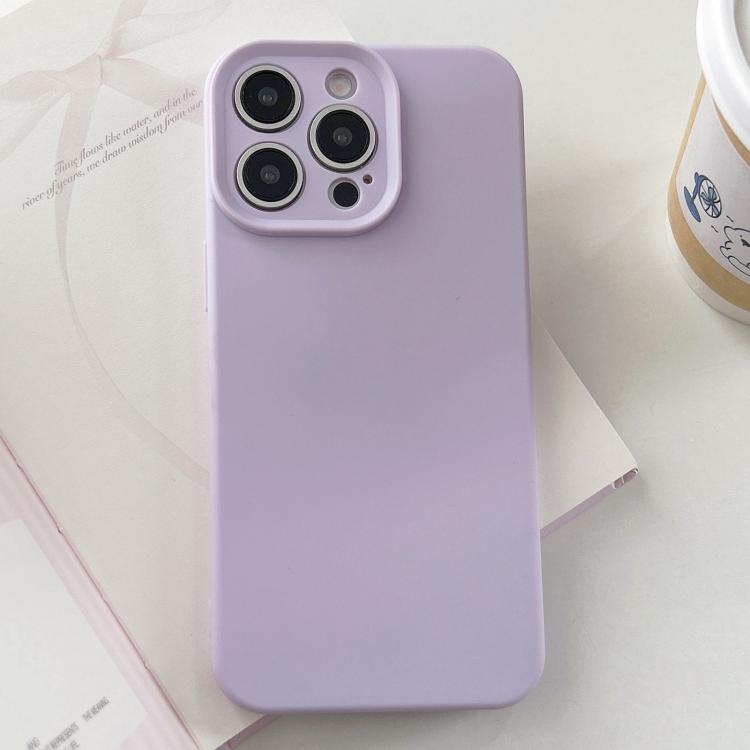 

For iPhone 14 Pro Max Precision Hole Camera Frame Solid Color Phone Case(Purple)