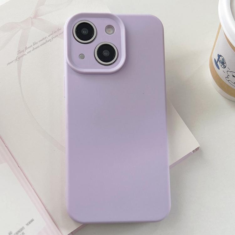 

For iPhone 15 Precision Hole Camera Frame Solid Color Phone Case(Purple)