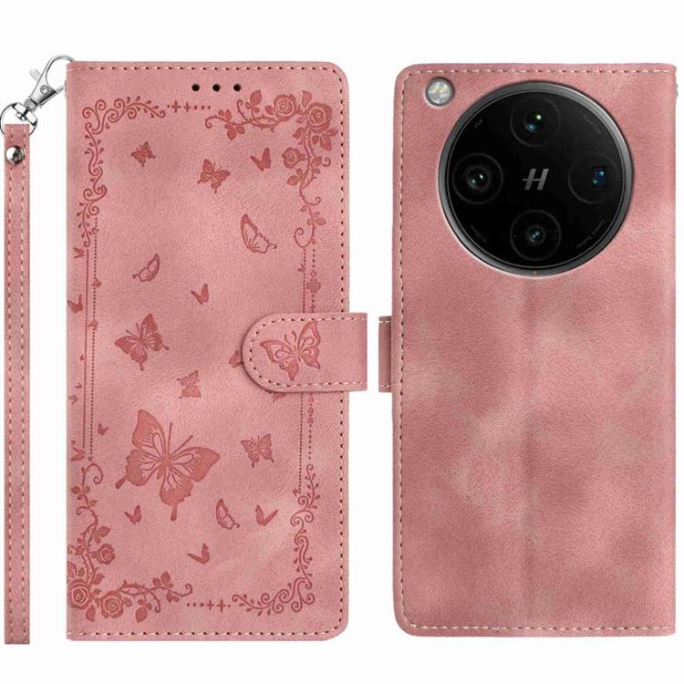 

For OPPO Find X8 Pro Secret Garden Butterfly Pattern Leather Phone Case(Pink)