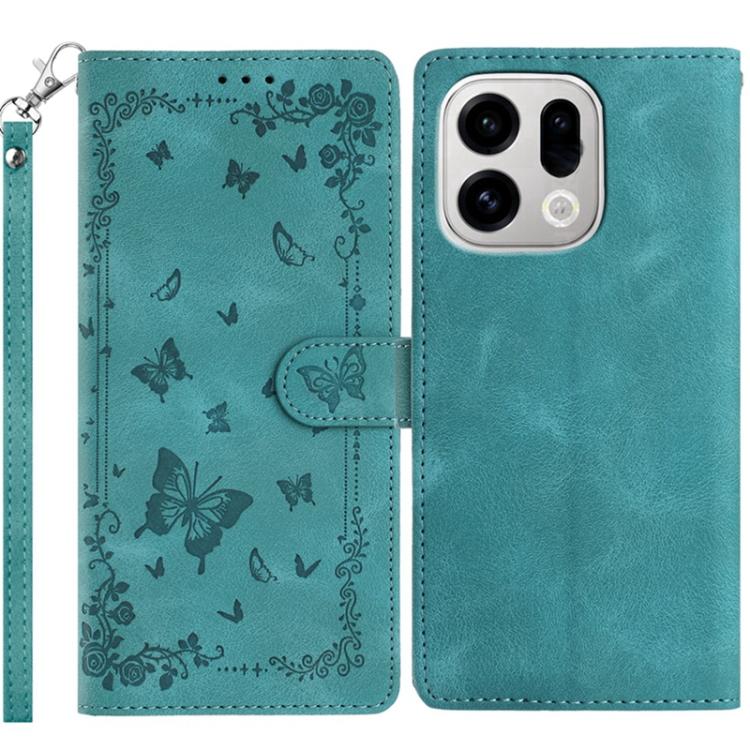 

For OPPO Find X9 Pro Secret Garden Butterfly Pattern Leather Phone Case(Green)