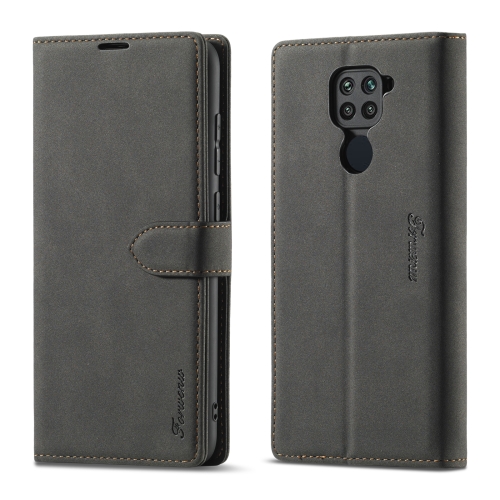 

For Xiaomi Redmi Note 9 Forwenw F1 Series Matte Strong Magnetism Horizontal Flip Leather Case with Holder & Card Slots & Wallet & Photo Frame(Black)