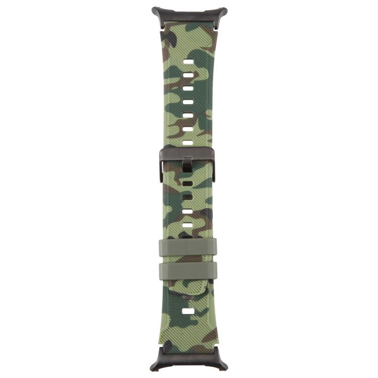 

For Samsung Galaxy Watch Ultra / Ultra 2025 xDfind Black Connector Camouflage Print Silicone Watch Band(Green)