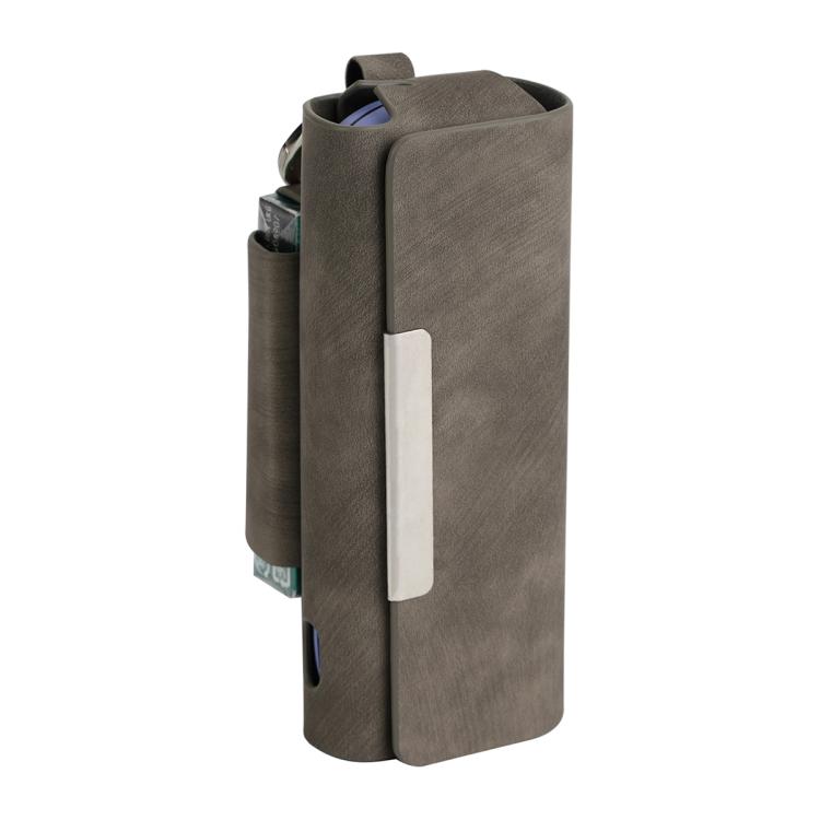 

For IQOS ILUMA / ILUMA i Frosted Retro Pattern Electronic Cigarette and Cigarette Storage Bag with Hook(Grey)