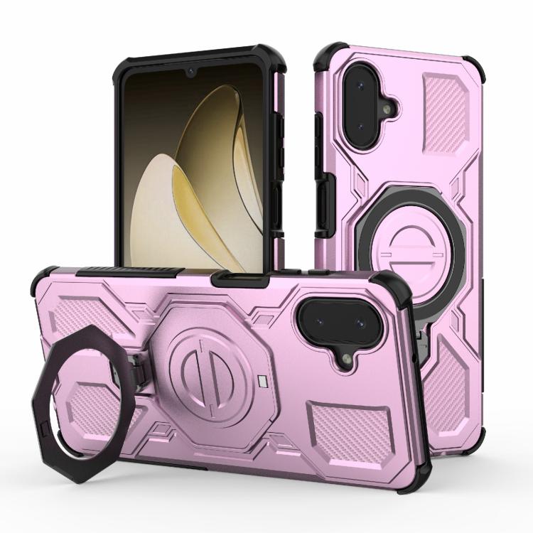 

For Samsung Galaxy A07 4G J-20 Solid Color MagSafe Magnetic TPU+PC Phone Case(Pink)