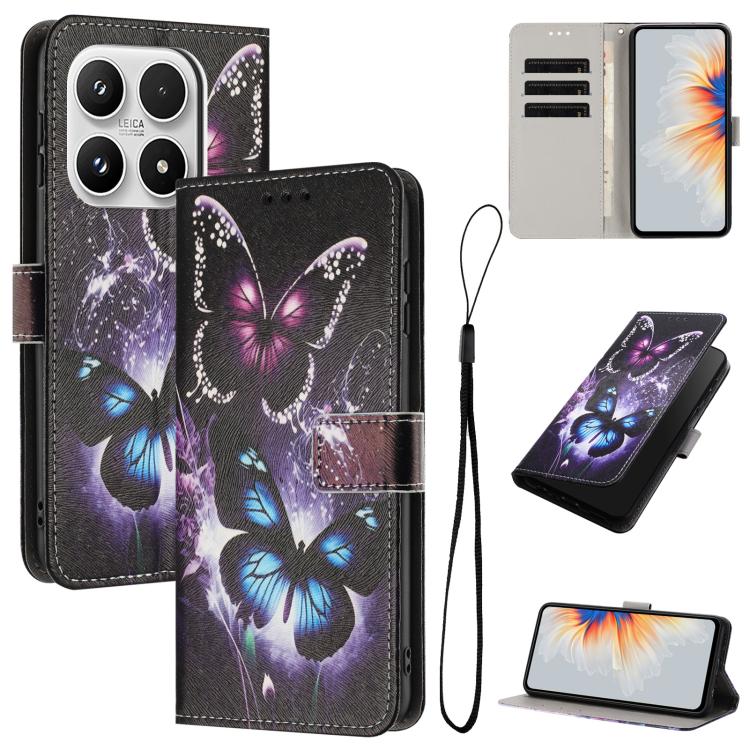 

For Xiaomi 17 Color Drawing Pattern Leather Phone Case(Two Butterflies)