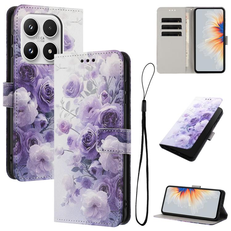 

For Xiaomi 17 Color Drawing Pattern Leather Phone Case(Purple Rose)