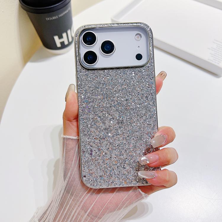 

For iPhone 17 Pro Max Glitter Powder Shockproof TPU Phone Case(Silver)