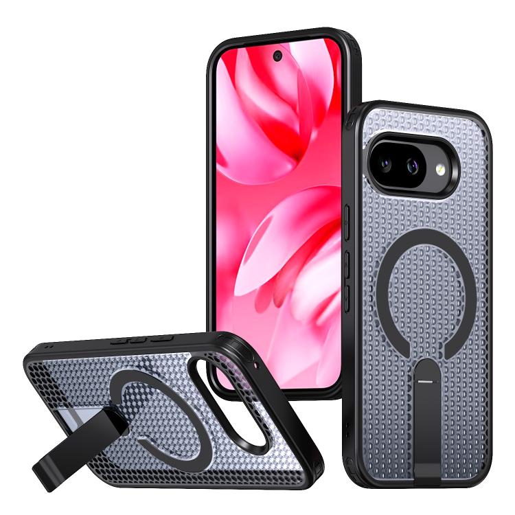 

For Google Pixel 10a Honeycomb Cooling MagSafe Holder Phone Case(Black)