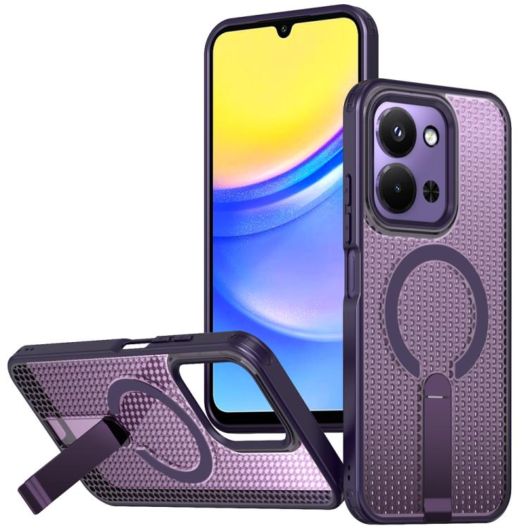 

For Redmi 15C 5G / 4G EU 173mm / Poco C85 5G Honeycomb Cooling MagSafe Holder Phone Case(Purple)