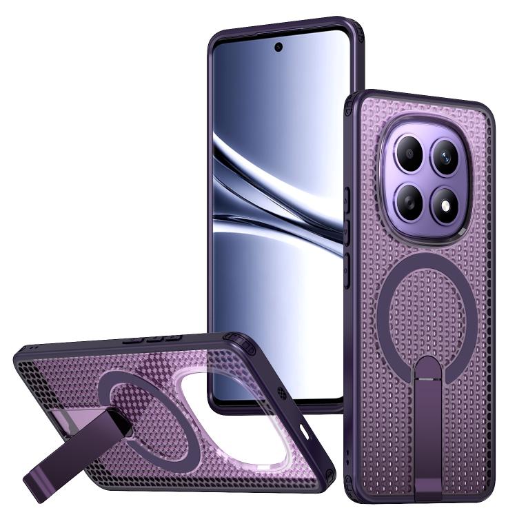 

For Redmi Note 15 4G / 5G Global 164mm / Poco M8 5G Honeycomb Cooling MagSafe Holder Phone Case(Purple)