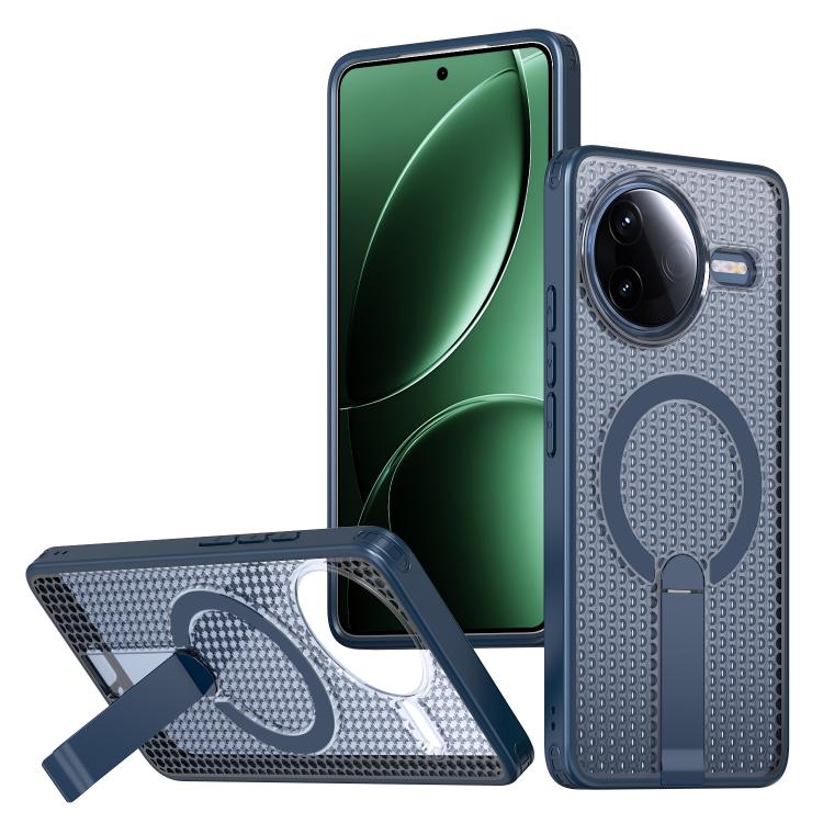 

For Redmi K80 / K80 Pro / Poco F7 Pro Honeycomb Cooling MagSafe Holder Phone Case(Blue)